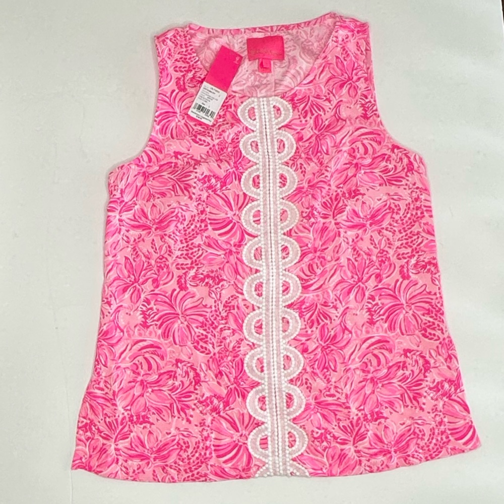 Lilly Pulitzer Pink Floral Dress with White Lace